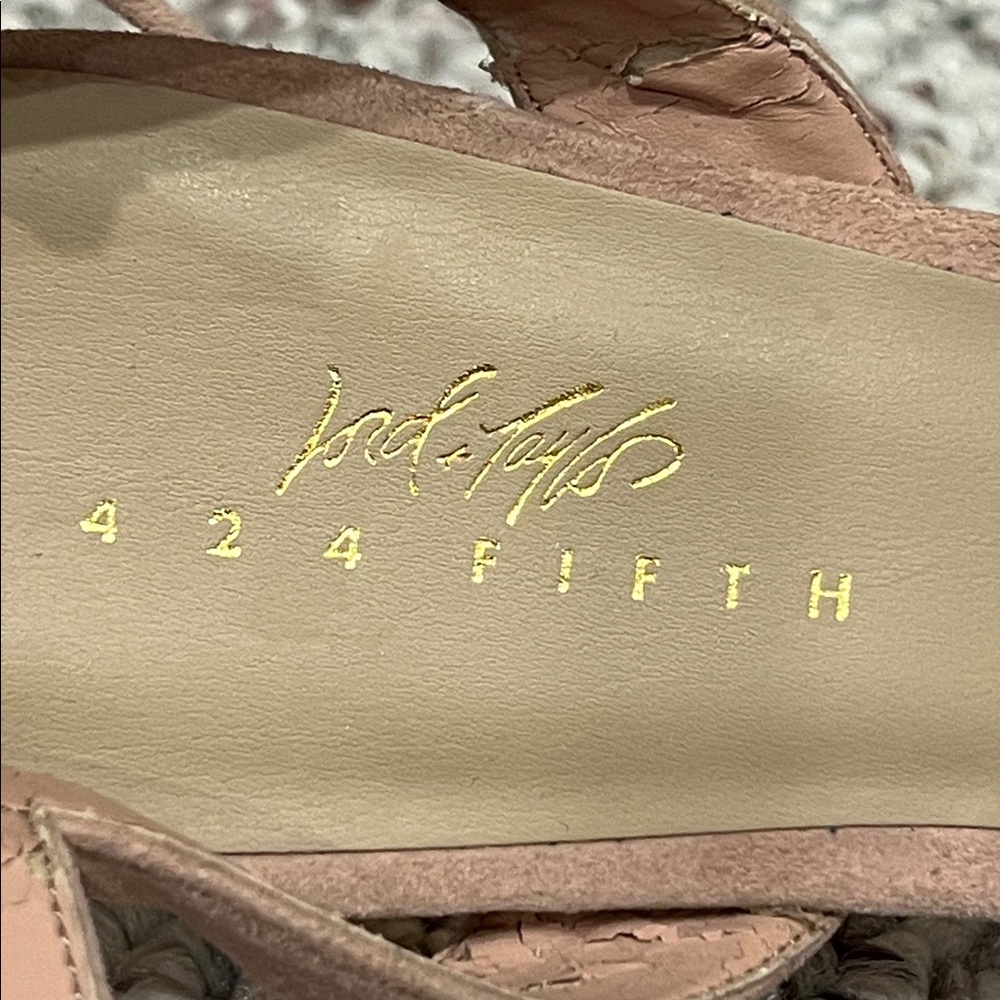 Lord & Taylor 424 Fifth Giovanna Blush Rose Suede Slingback Heels - Picture 7 of 14